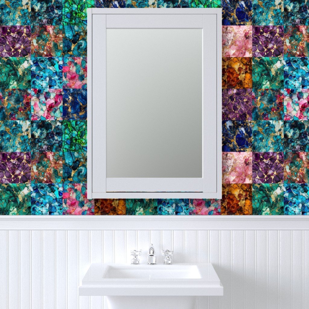 Vivid Birthday Gemstone Patchwork Quilt in 6 inch alcohol Inked Wallpaper birthday gemstones wallpaper