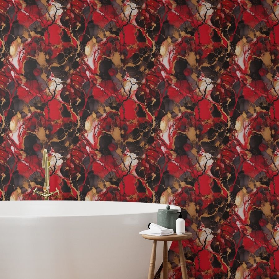 Red Black and Gold Alcohol Ink 3 Wallpaper faux gold wallpaper