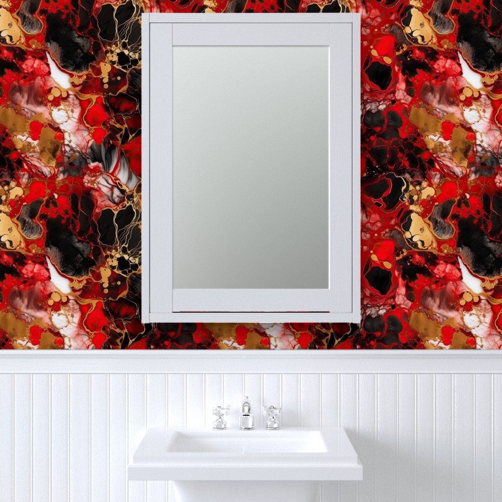 Red Black and Gold Alcohol Ink 4 Wallpaper faux gold wallpaper