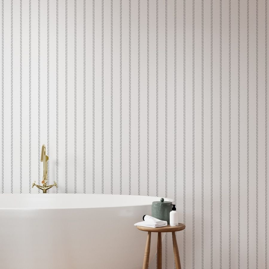 Large Cat Paw Prints in Black in Double Stripes on White Wallpaper cat prints wallpaper