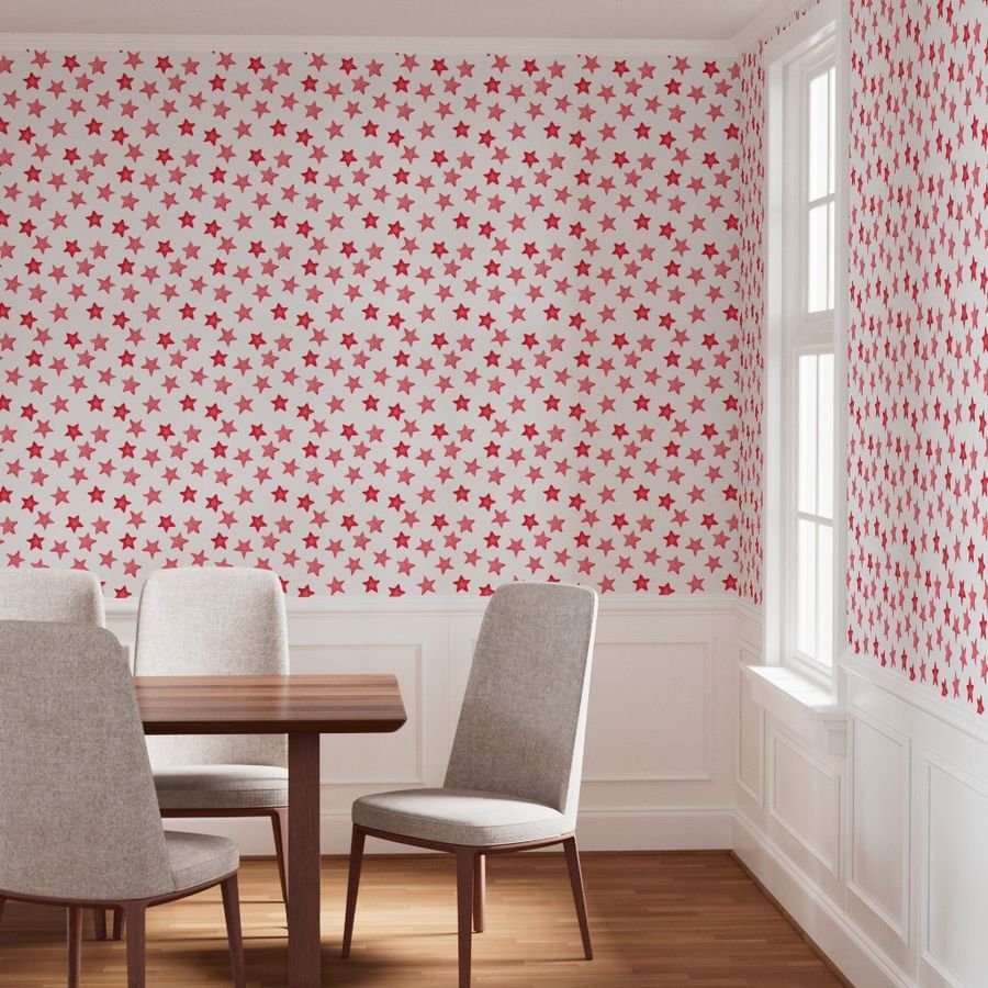 Large Faded Red Christmas Stars on White Wallpaper faded stars wallpaper