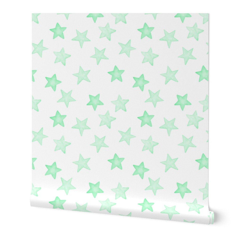 Large Faded Mint Christmas Stars on White Wallpaper faded stars wallpaper