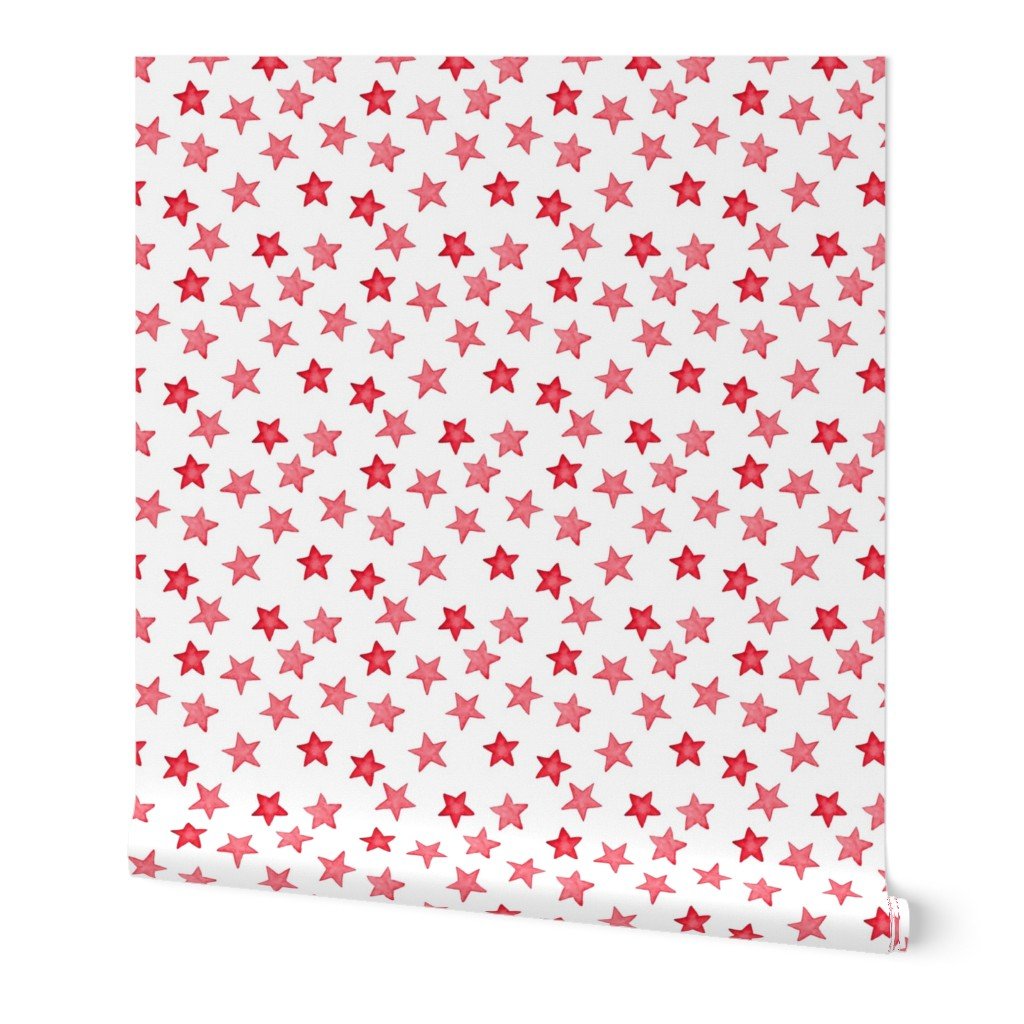 Faded Red Christmas Stars on White Wallpaper watercolor star wallpaper