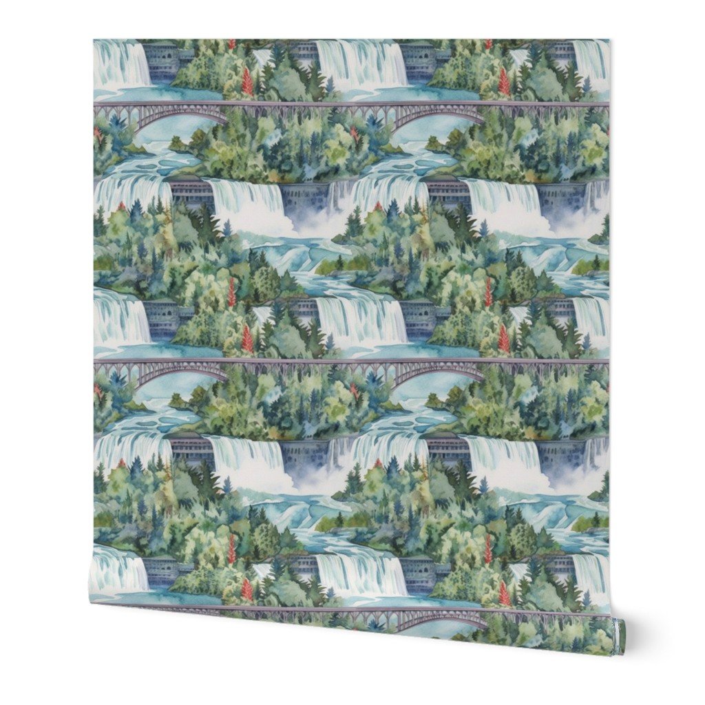 Majestic Niagra Falls Waterfall Border of Two North American Wallpaper new york falls wallpaper