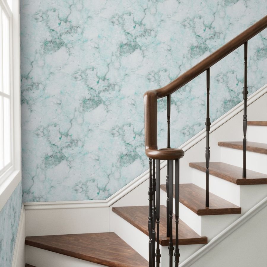 Marble Natural Stone Grey With Turquoise Veining Quartz Wallpaper turquoise veining n wallpaper