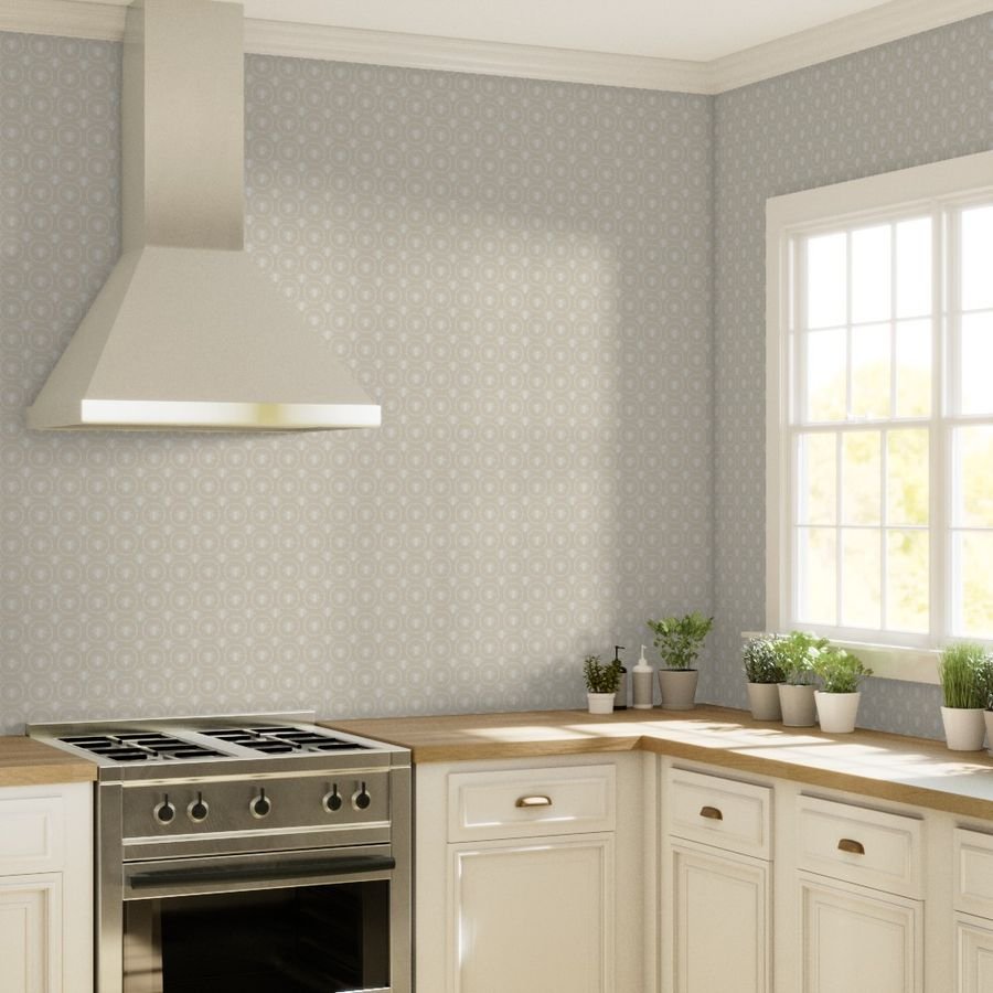 Small French Provincial Bees in Laurel Wreaths in White on Cream Wallpaper cream and white bees wallpaper