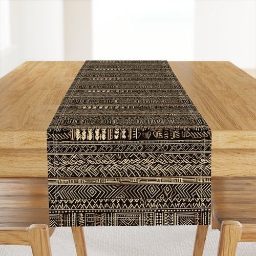 Tribal Mudcloth Boho Ethnic Print in Black and Cream Home Styling Collection Interior Collection boho mudcloth table runner design