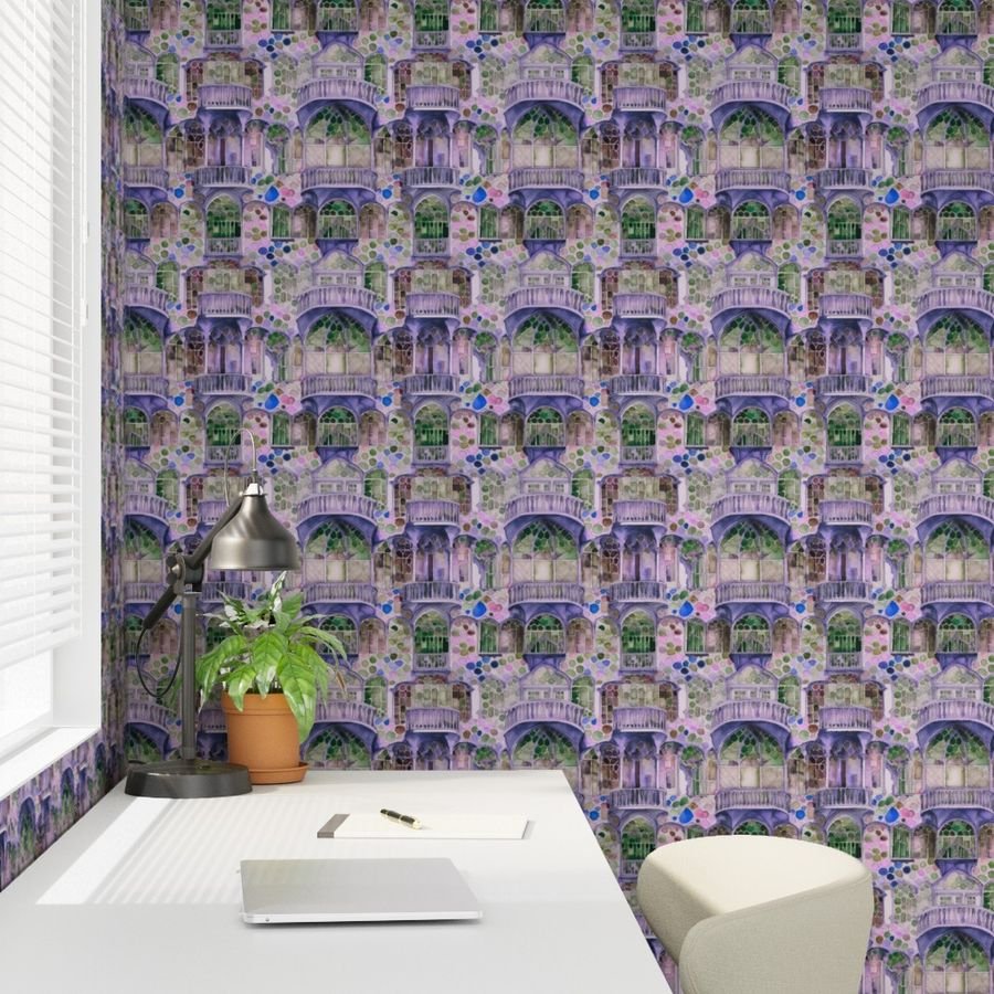 Barcelona House Architectural Detail in Windows Columns Arches and Wallpaper catalonian design wallpaper