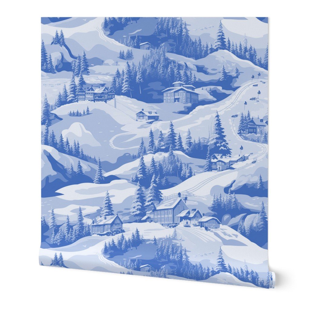 Small Montana Winter Cabins Montana with Evergreens in Mid China Blue Wallpaper montana ski slope wallpaper