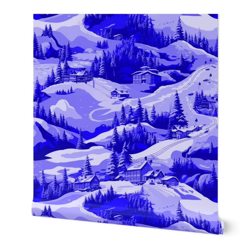 Small Montana Winter Cabins Montana with Evergreens in Royal China Wallpaper montana ski slope wallpaper