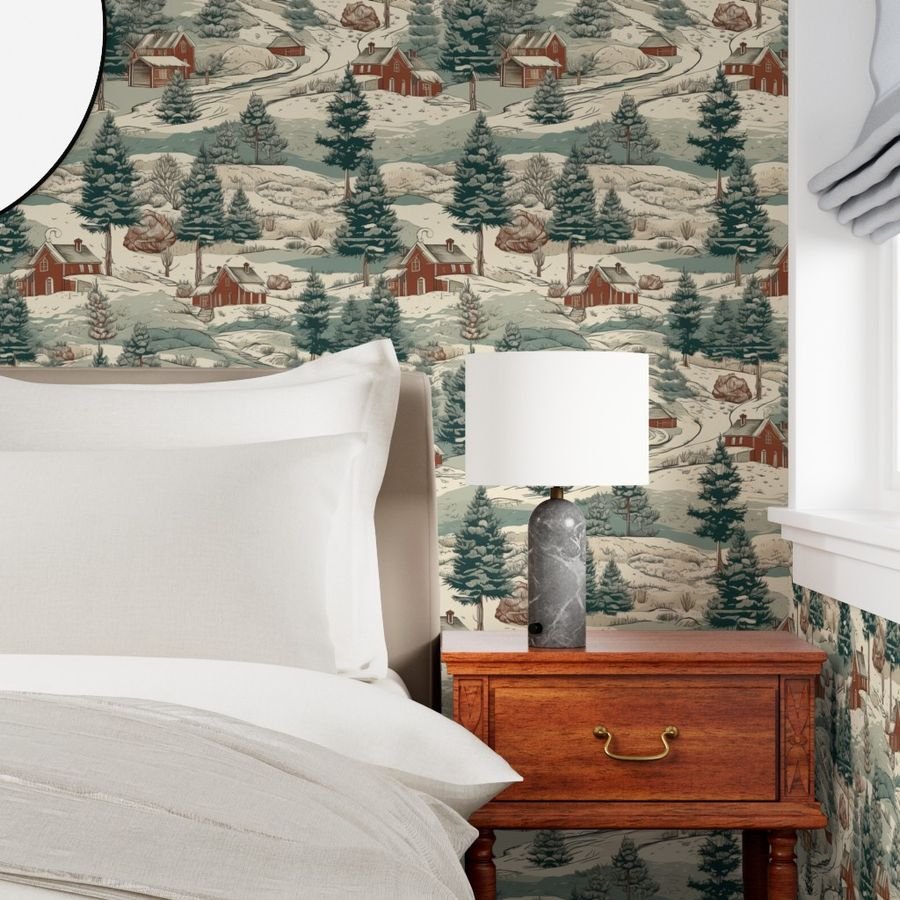 Small Montana Winter Cabins Montana with Evergreens Wallpaper winter forest wallpaper