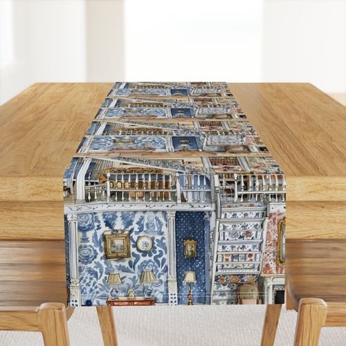 Victorian Dollshouse with Period Decor in Watercolor 2 Interior Collection Decor Collection tiny rooms table runner design