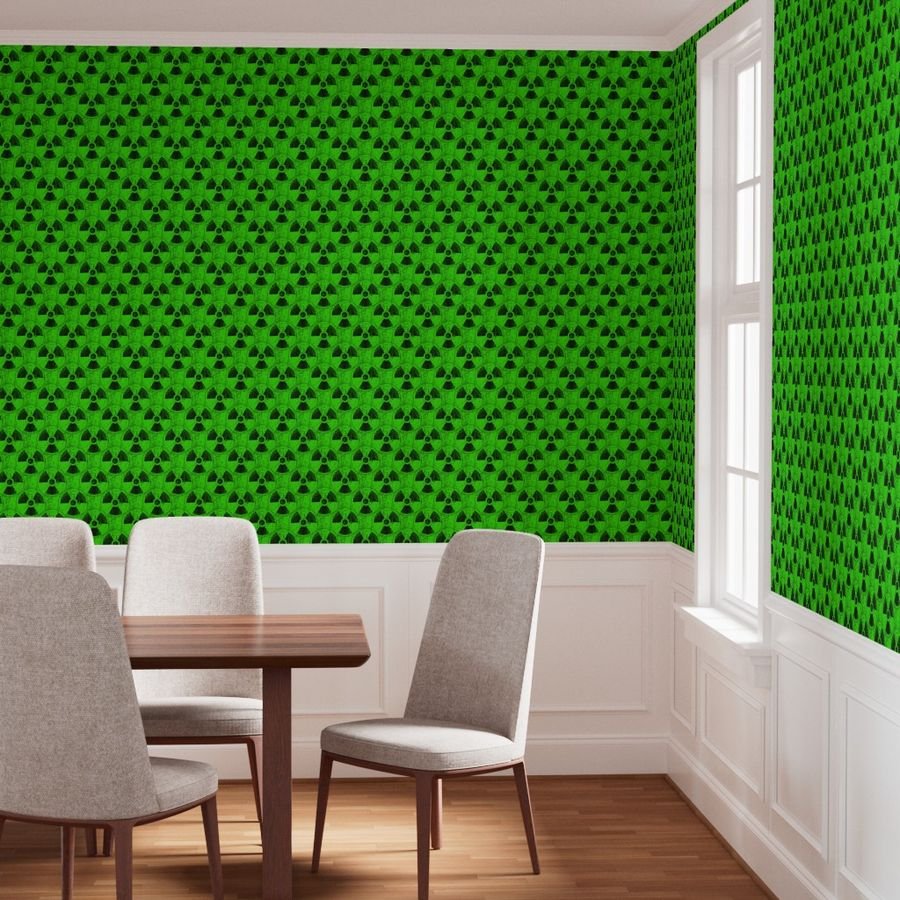 Green and Black Radioactive Hazmat Grunge Pattern Wallpaper danger symbol wallpaper