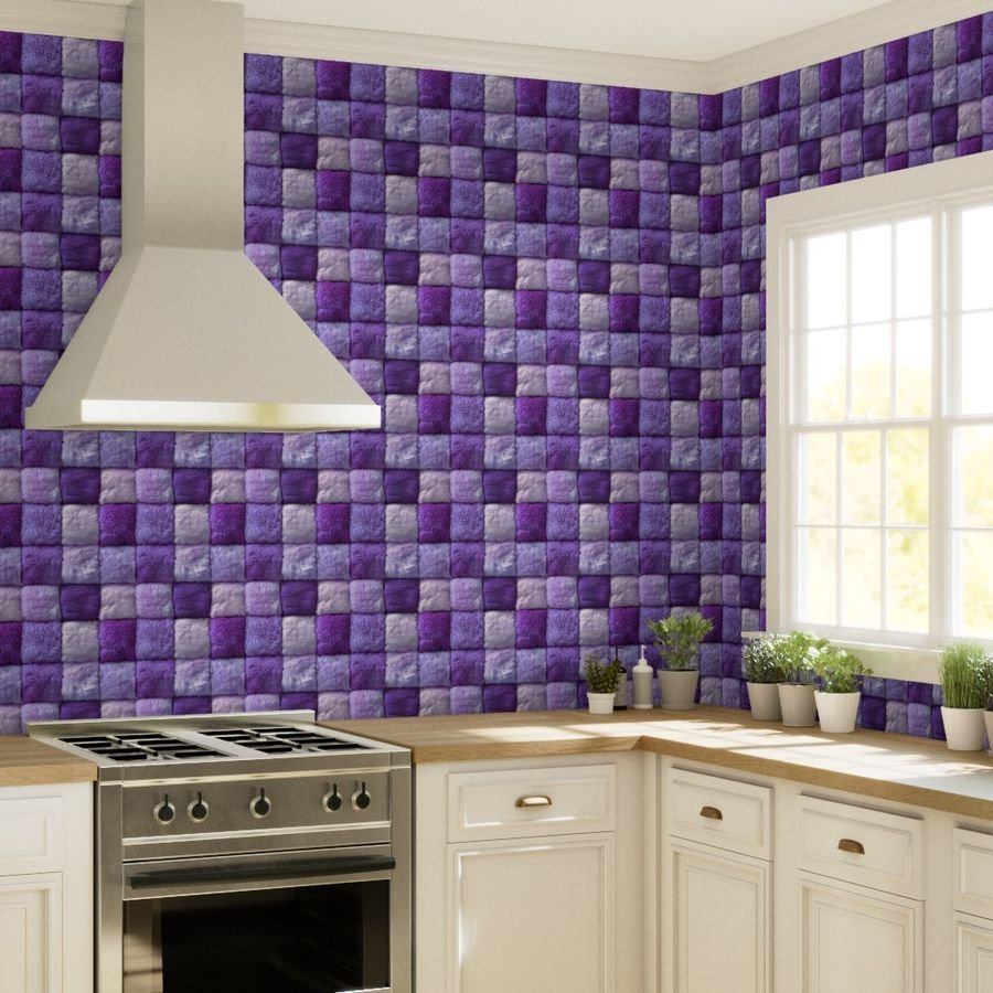 Large Violet Faux Fur Patchwork Fabric - Luxurious Plush Texture Wallpaper fabric wallpaper