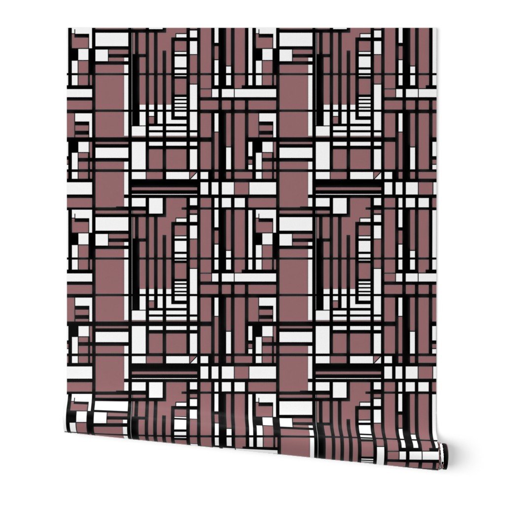Dusty Rose Modernist City Blocks Geometric Pattern Wallpaper city blocks wallpaper