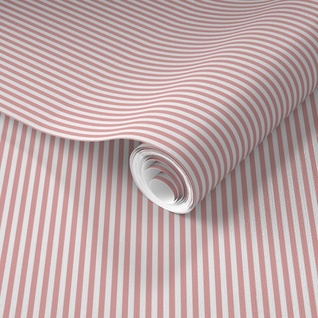 Dusty Rose Pinstripe in an English Country Garden Wallpaper english garden wallpaper