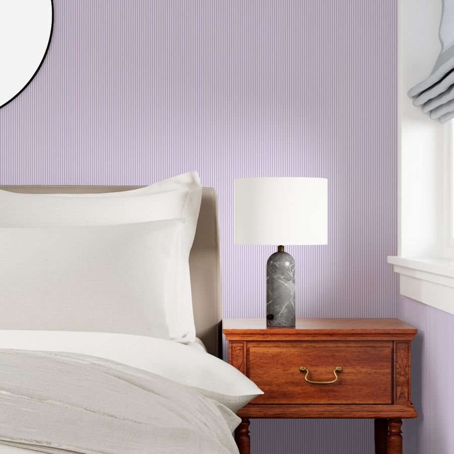 Wisteria Pinstripe in an English Country Garden Wallpaper soft purple wallpaper