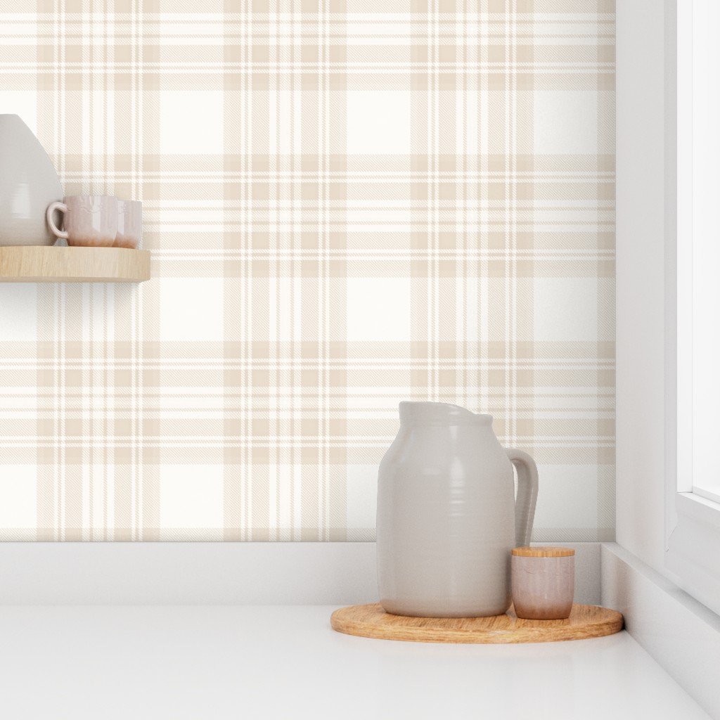 Sandstone Cream Large Traditional Tartan Plaid Pattern Design Collection Design Collection cottage wallpaper