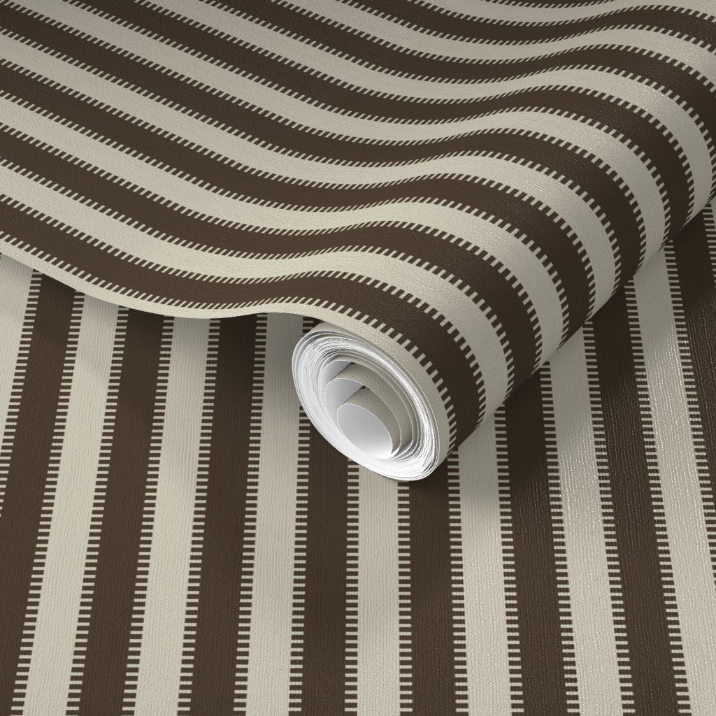 Serrated Rockpool Brown Small Stripe on Cream Wallpaper rockpool brown wallpaper