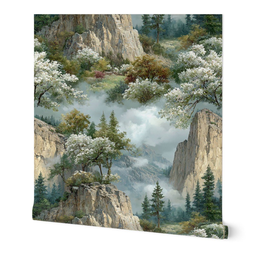Yosemite National Park Spring Watercolor Granite Cliff Landscape Wallpaper granite wallpaper