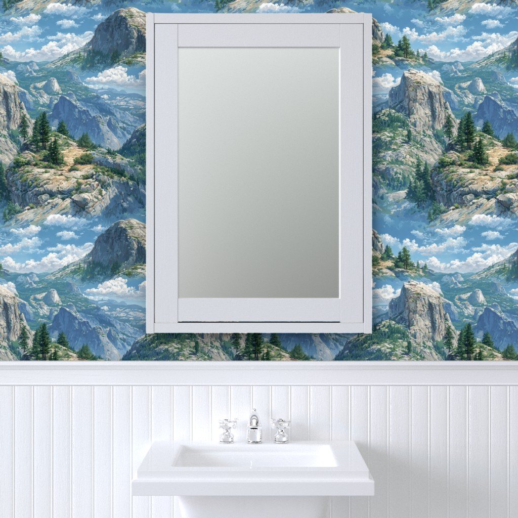 Yosemite National Park Summer Watercolor Scenic Landscape Wallpaper outdoors wallpaper