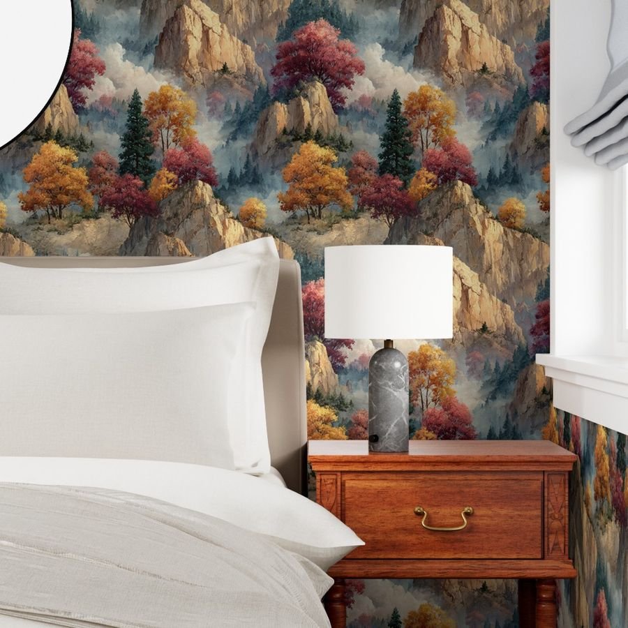 Yosemite National Park Autumn Watercolor Scenic Landscape Wallpaper granite wallpaper