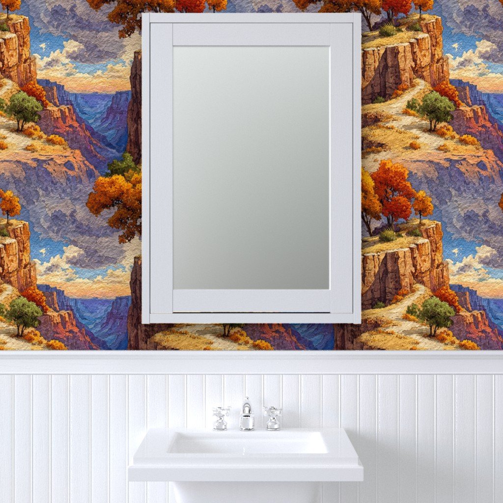 Autumn Glow Over the Grand Canyon Watercolor Landscape Wallpaper canyon wallpaper