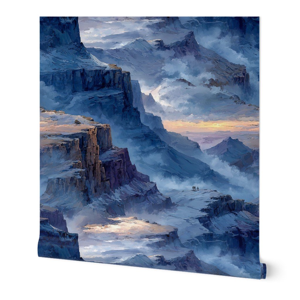 Winter Silence Over the Grand Canyon Watercolor Landscape Wallpaper cliffs wallpaper