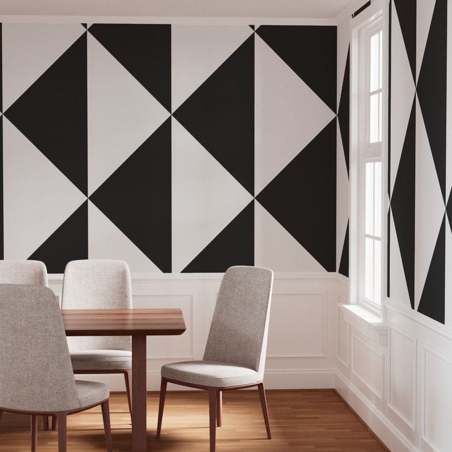 Bold Charcoal and White Oversized Geometric Diamond Wallpaper Wallpaper chevron wallpaper