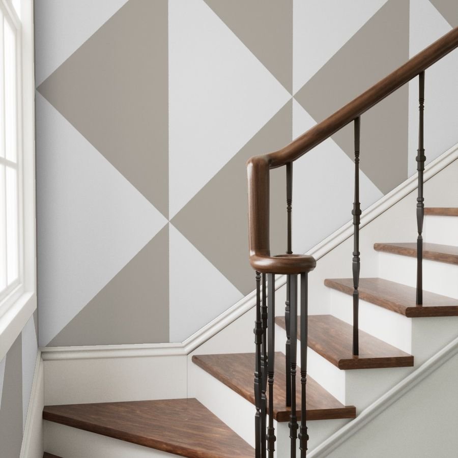 Bold Greige and White Oversized Geometric Diamond Wallpaper Wallpaper chevron wallpaper