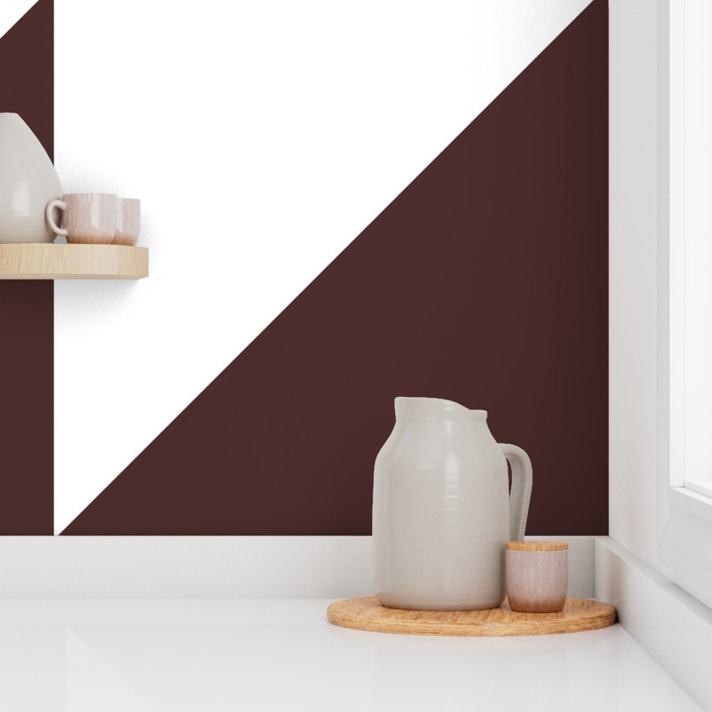 Bold Chocolate Brown and White Oversized Geometric Triangle Wallpaper bold wallpaper