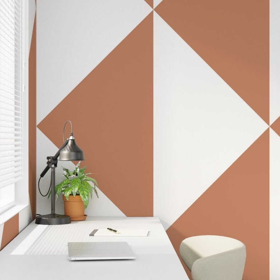 Bold Soft Clay and White Oversized Geometric Diamond Wallpaper bold wallpaper