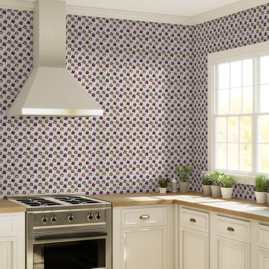 Small Scale Luxury Handbag Motif in Cool Jewel Tones Wallpaper small scale wallpaper