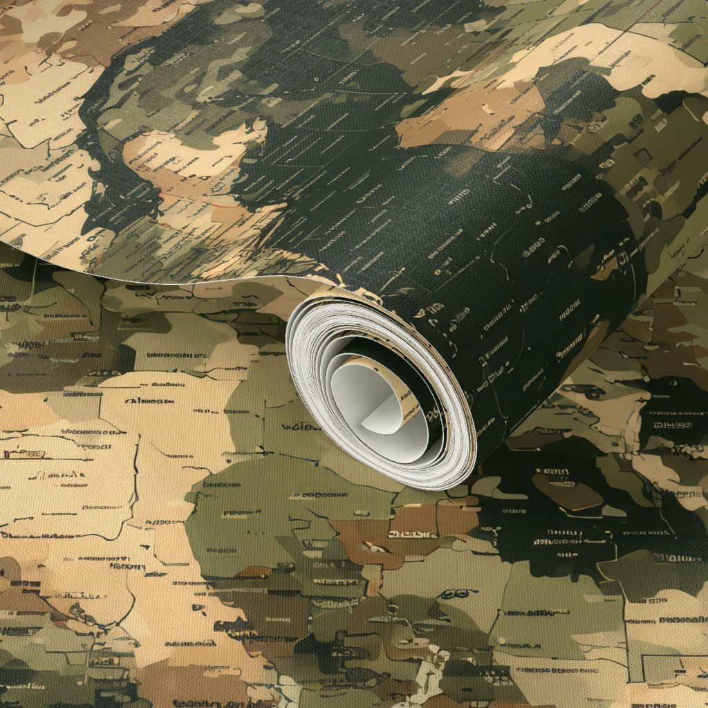 USA State Outline Camouflage in Sand and Deep Forest Wallpaper camouflage wallpaper