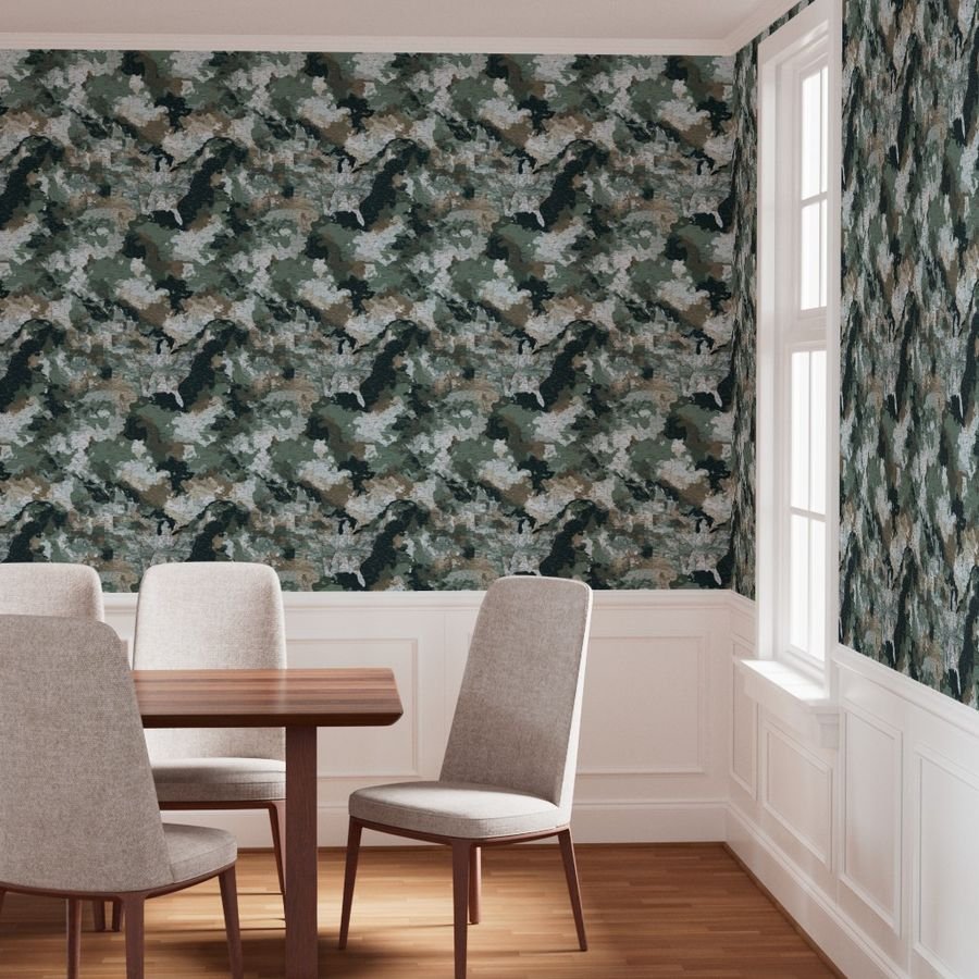 USA State Outline Camouflage in Sage Green and Slate Wallpaper camouflage wallpaper