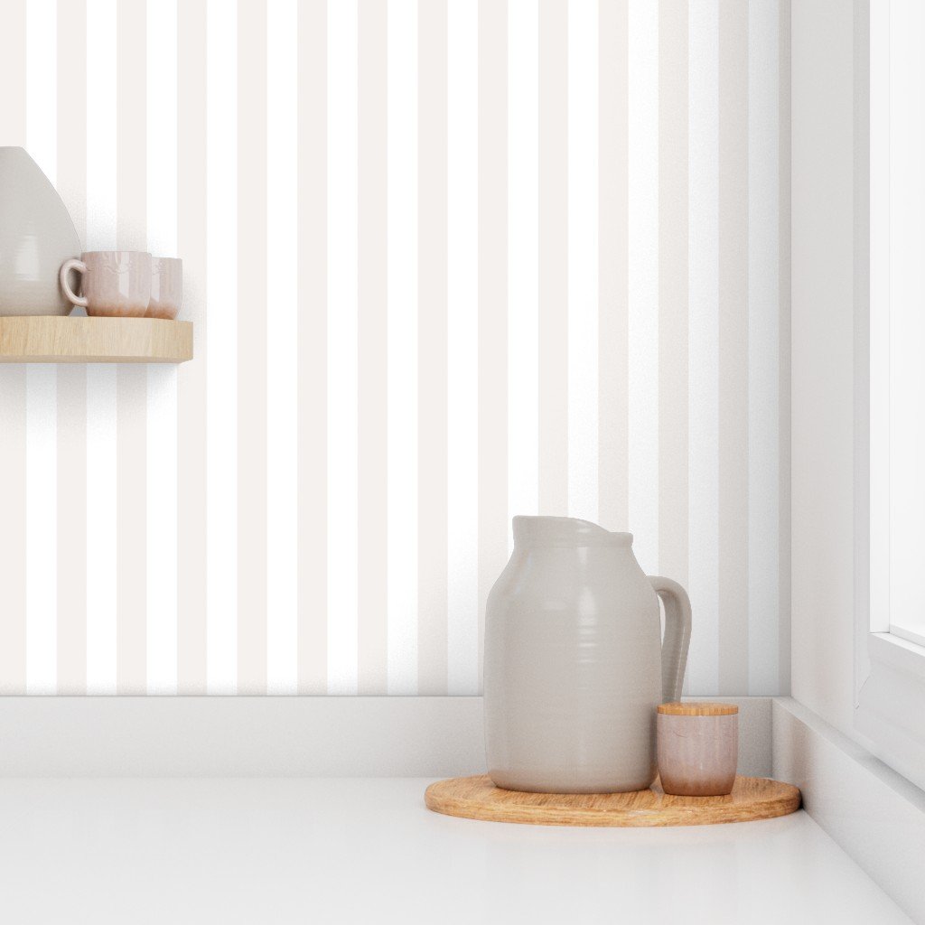 1 Inch Bone White Classic Stripe Pattern Interior Collection Home Decor Collection monochromatic wallpaper