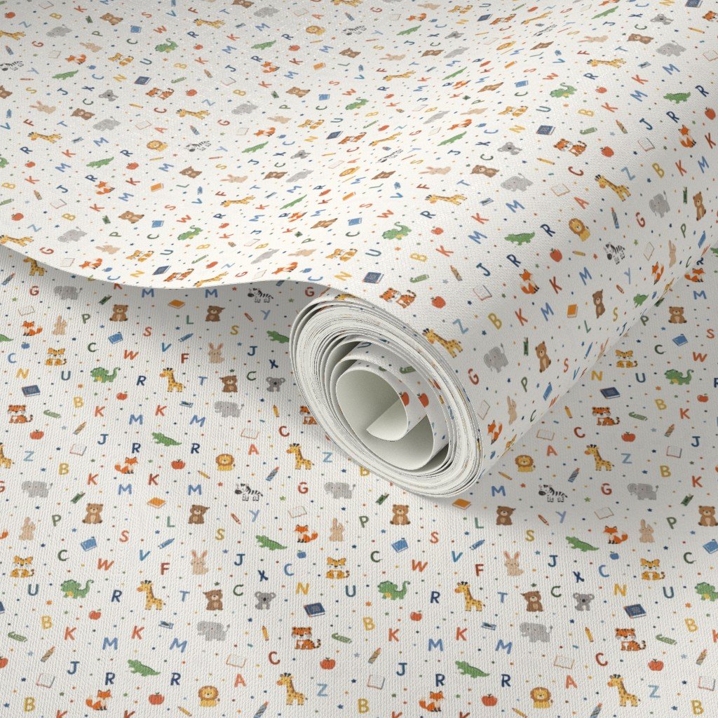 Alphabet And Animal Pattern With Letters Books And School Icons Wallpaper cute wallpaper