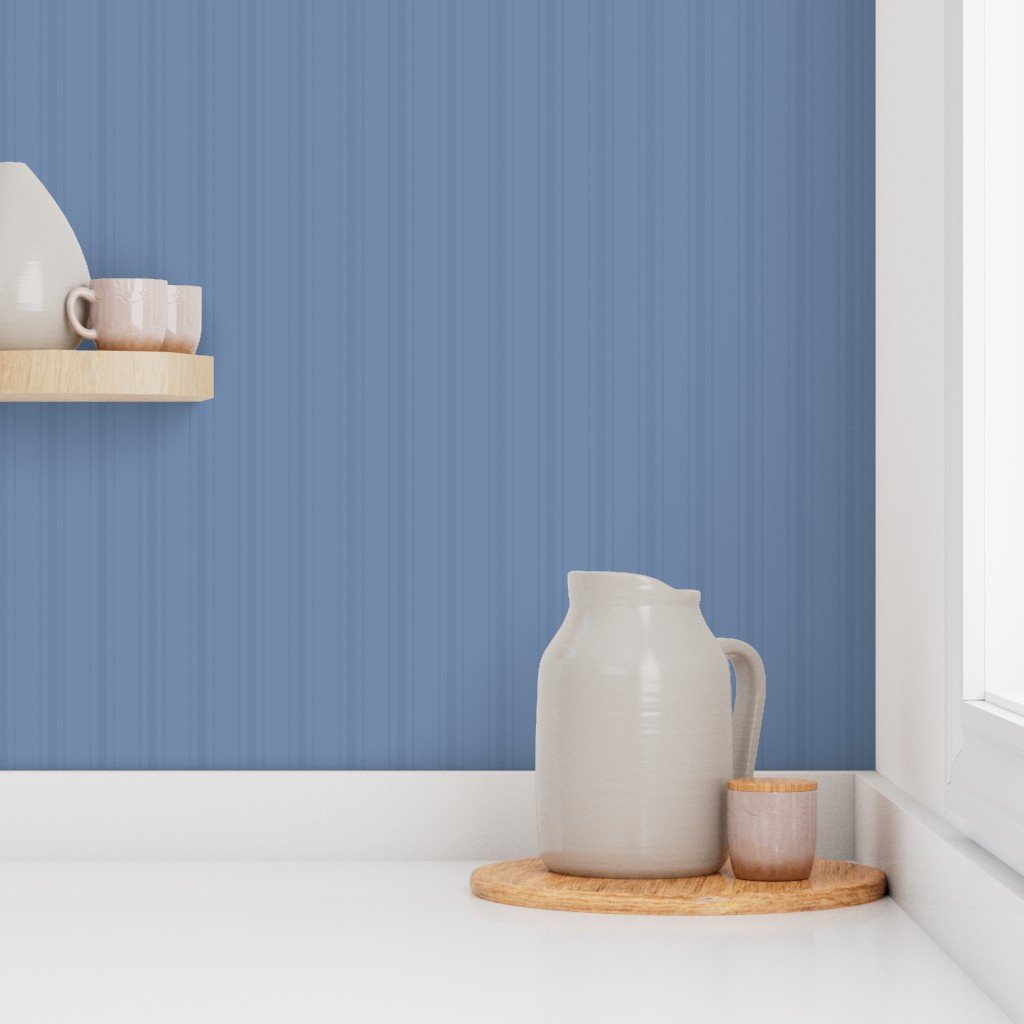 Tonal Dusty Blue Tailored Ticking Stripe Cottage Farmhouse Small Scal Wallpaper soft design wallpaper