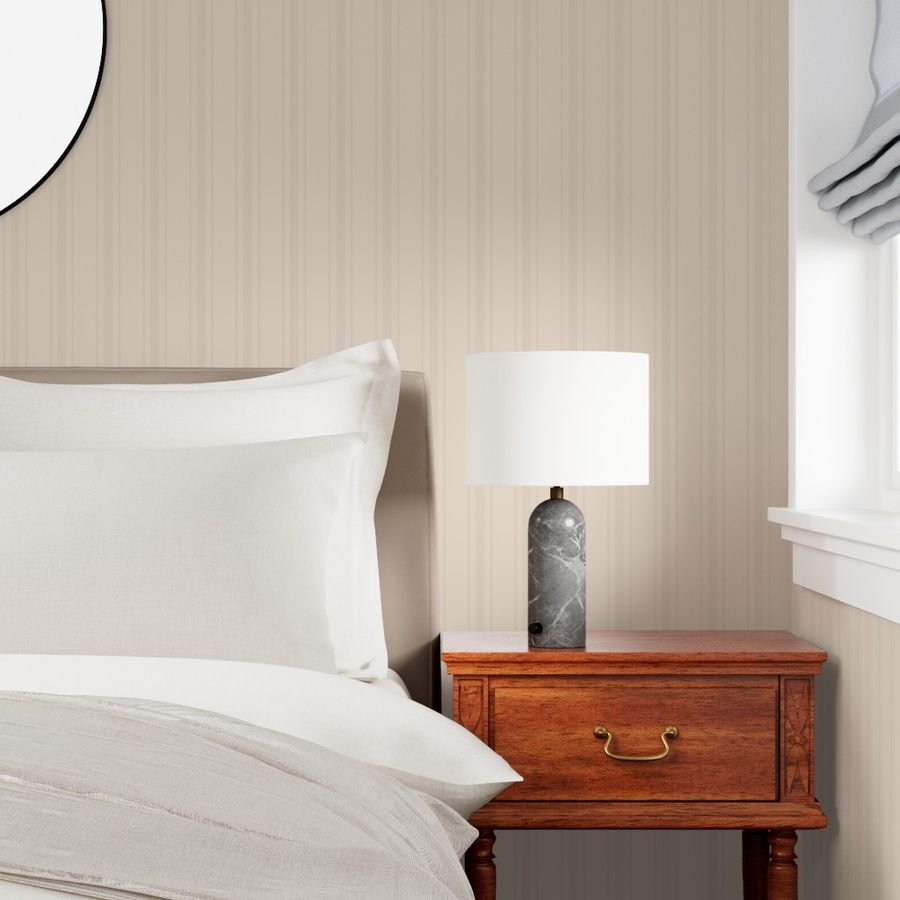 Tonal Soft Cream Tailored Ticking Stripe Cottage Farmhouse Wide Strip Wallpaper light tones wallpaper