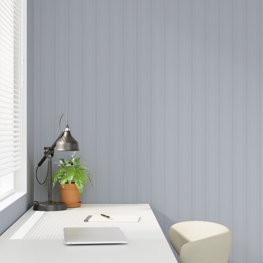 Tonal Cool Gray Tailored Ticking Stripe Cottage Farmhouse Wide Stripe Wallpaper modern classic wallpaper