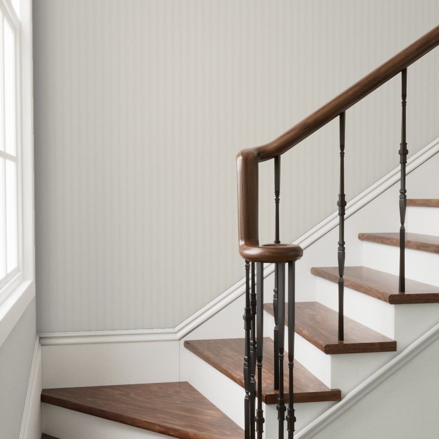 Tonal Soft Cream Tailored Ticking Stripe Cottage Farmhouse Small Scal Wallpaper stripe pattern wallpaper