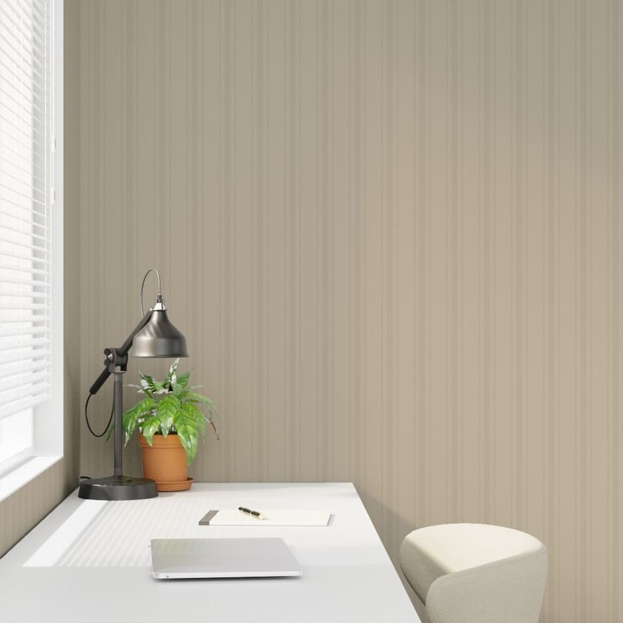 Tonal Mushroom Tailored Ticking Stripe Cottage Farmhouse Wide Stripe Wallpaper stripe pattern wallpaper