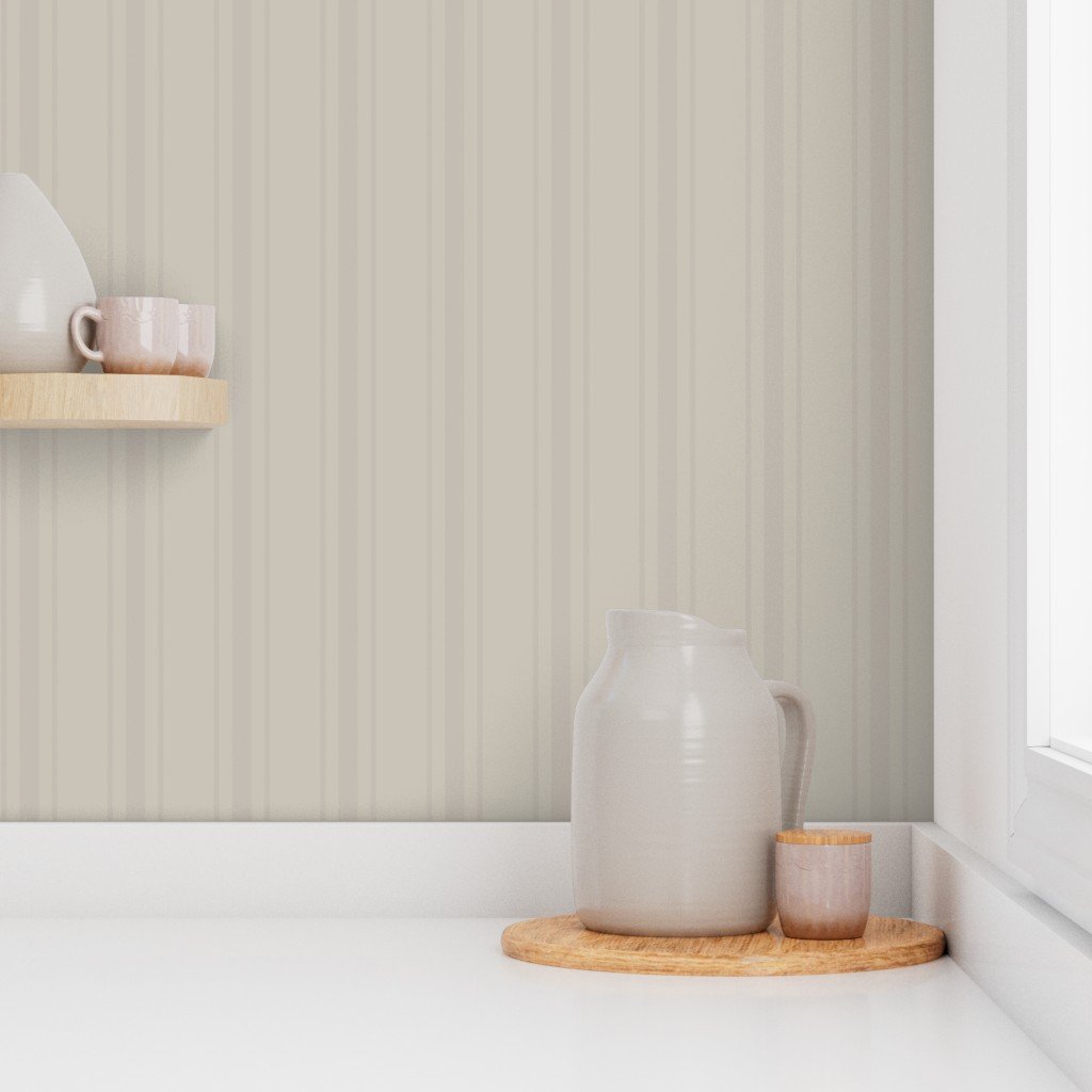 Tonal Greige Tailored Ticking Stripe Cottage Farmhouse Wide Stripe Wallpaper neutral stripe wallpaper