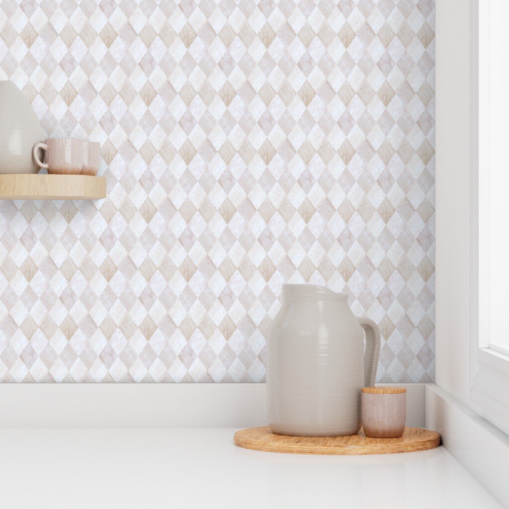 Small Light and Dark Beech and Oak Wood Harlequin Diamond Check Marquetry Wallpaper diamonds wallpaper