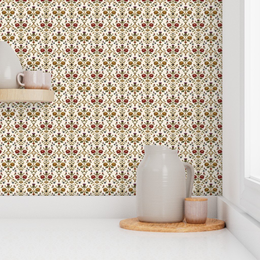 Elizabethan Rainbow Portrait Floral Damask Queen Dress Motif Small Wallpaper queen elizabeth 1 wallpaper