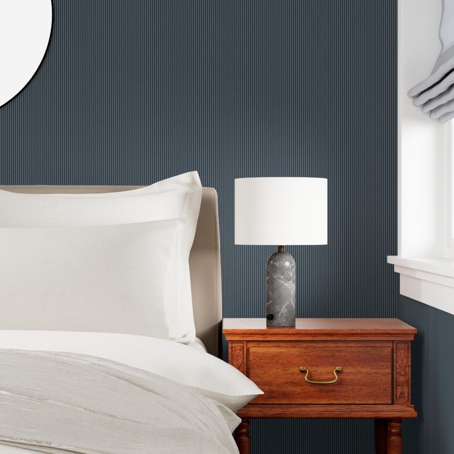 Classic White Pinstripe on Charcoal Gray Office Stripe Pattern Wallpaper wall street wallpaper