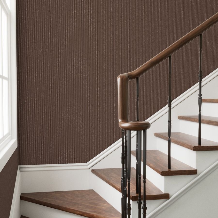 Classic White Pinstripe on Chocolate Brown Office Stripe Pattern Wallpaper wall street wallpaper