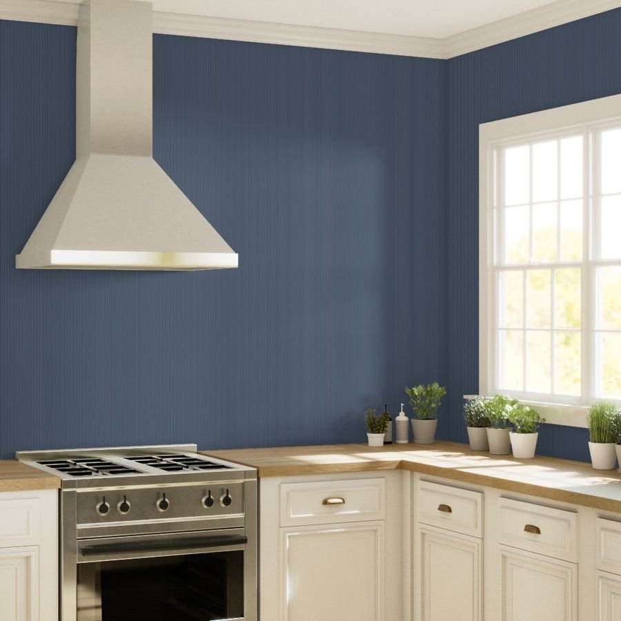 Classic White Pinstripe on Slate Blue Office Stripe Pattern Wallpaper wall street wallpaper
