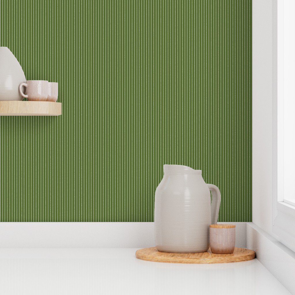 Classic White Pinstripe on Olive Green Office Stripe Pattern Wallpaper wall street wallpaper