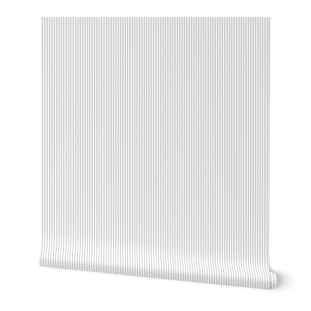 Classic Steel Gray Pinstripe on White Office Stripe Pattern Wallpaper wall street wallpaper